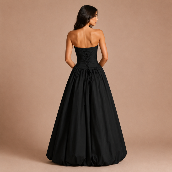 Ισαβέλα - Strapless φόρεμα με κορσέ και φουσκωτή φούστα