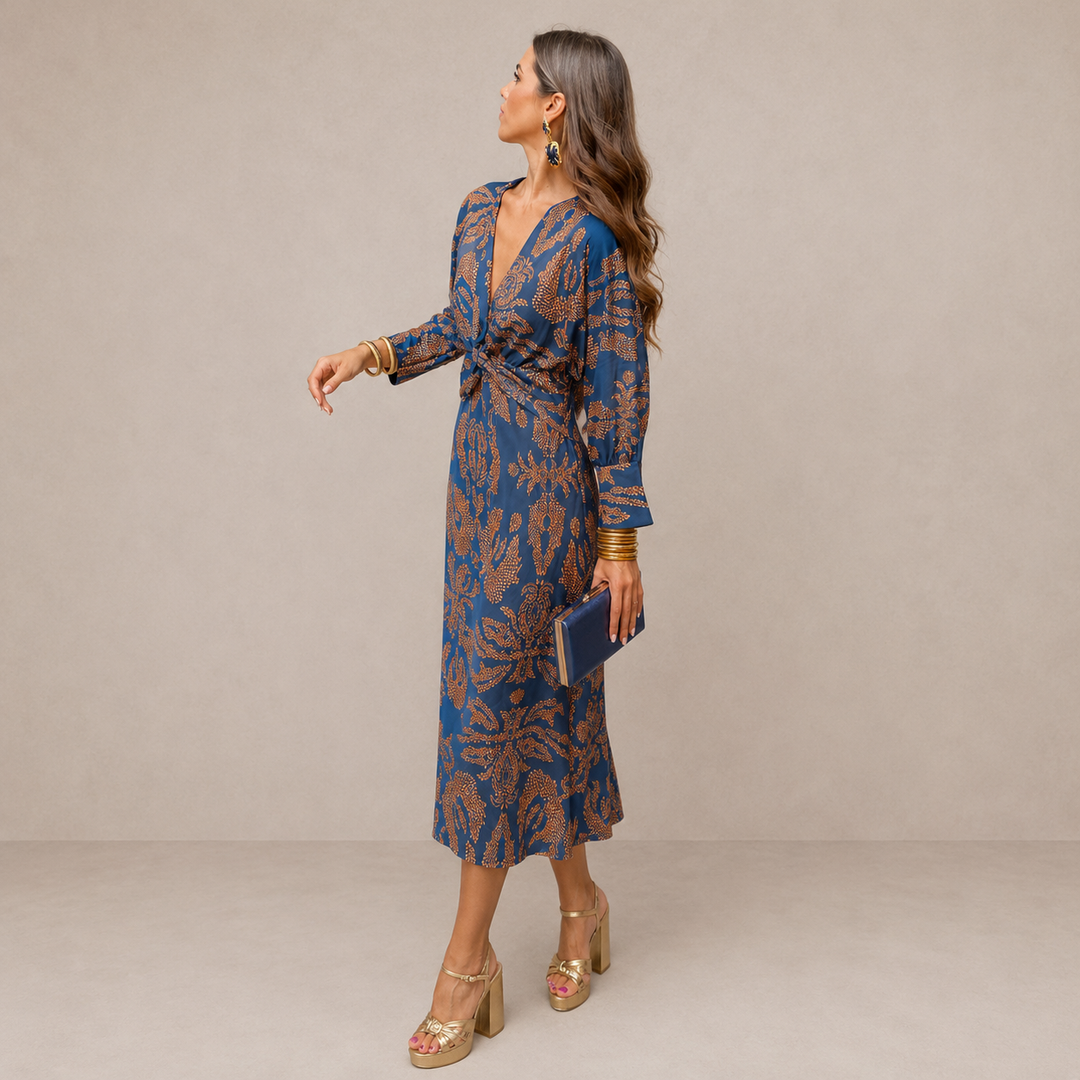 Juliana | Midi Dress with V-Neck and Belt