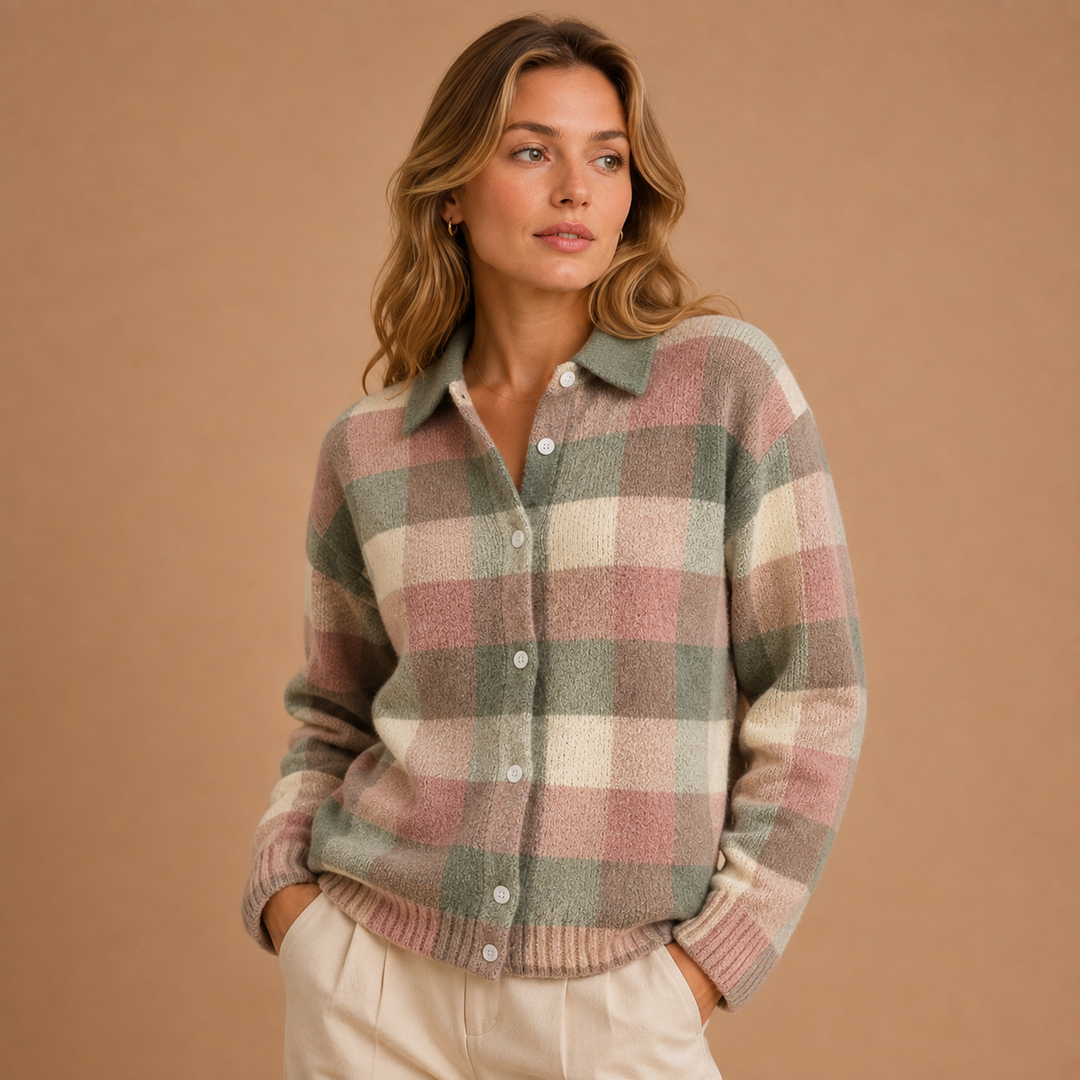 Grace | Checked Knit Cardigan