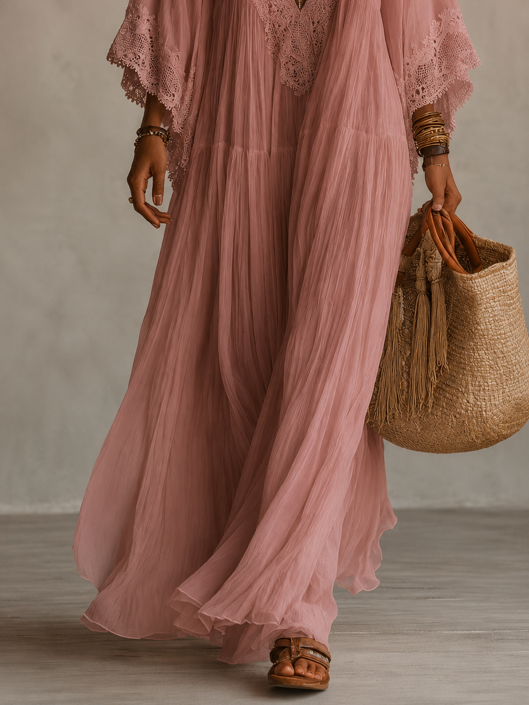Teodóra | Maxi Dress with Bat Sleeves