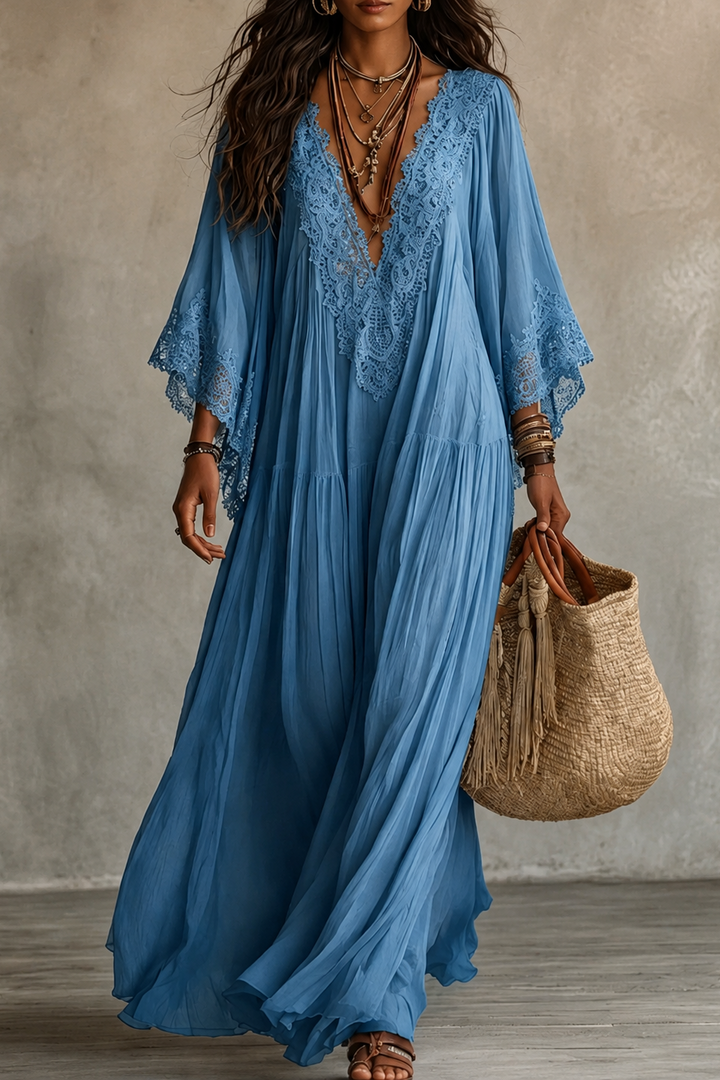Teodóra | Maxi Dress with Bat Sleeves
