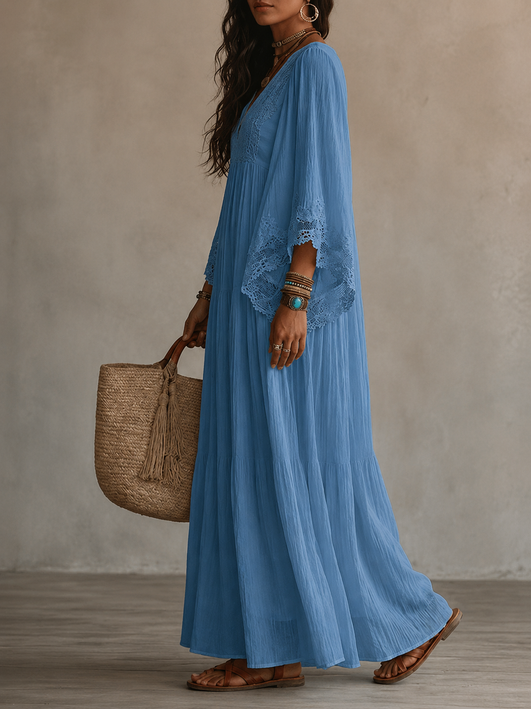 Teodóra | Maxi Dress with Bat Sleeves