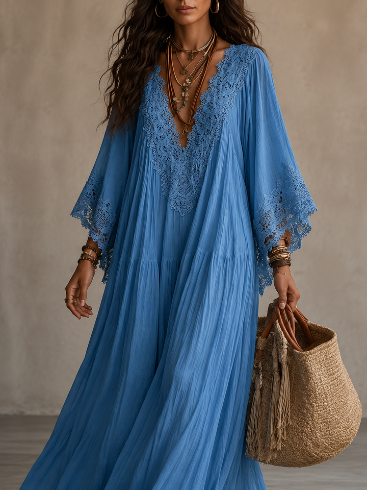 Teodóra | Maxi Dress with Bat Sleeves