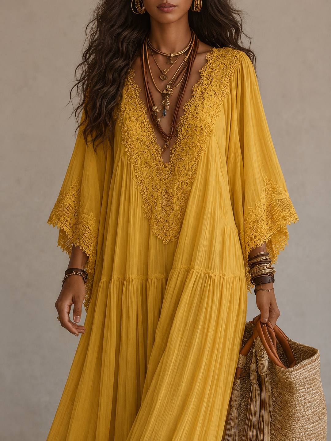 Teodóra | Maxi Dress with Bat Sleeves