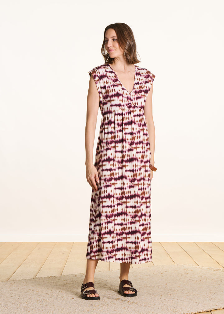 Beatriz | Midi Tie-Dye Dress with V-Neck