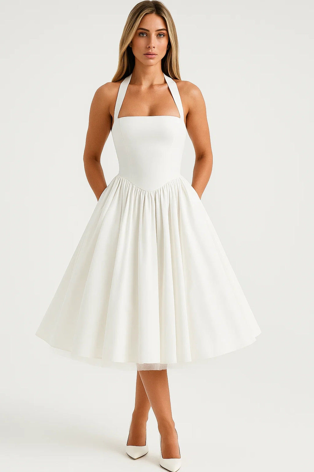 Brigita | Midi A-Line Dress with Neckline