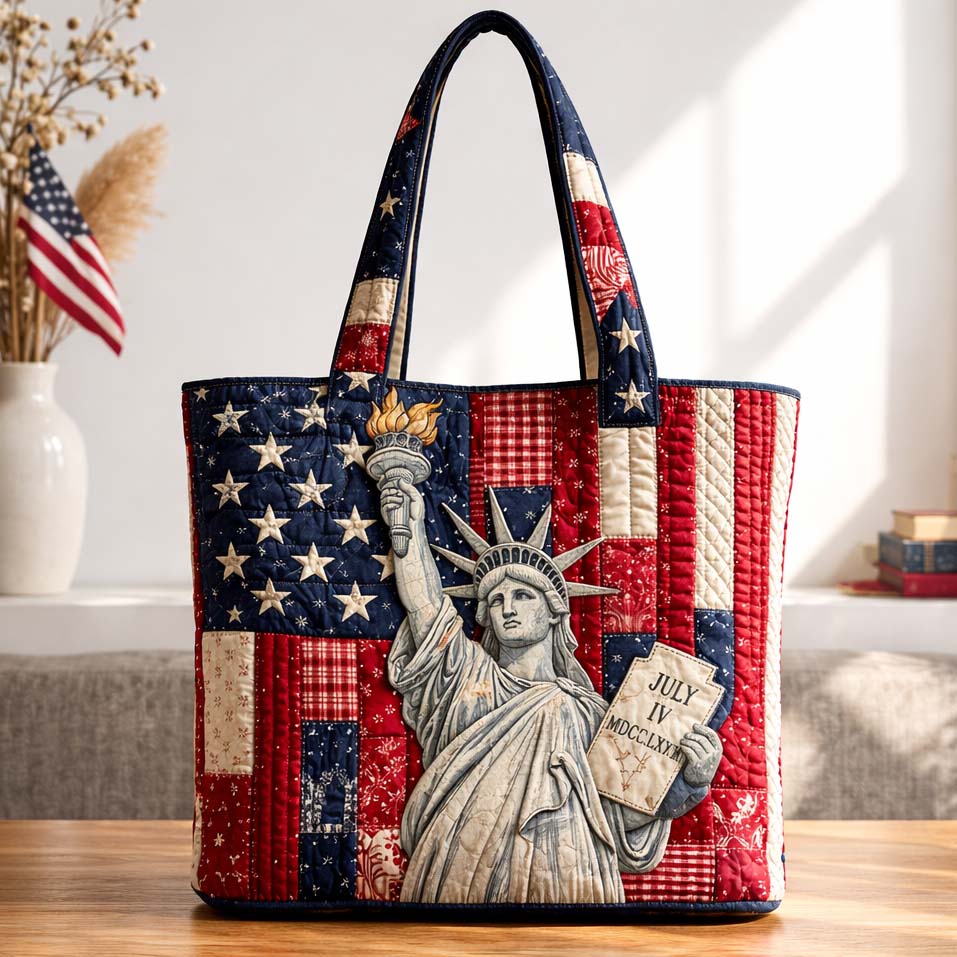 Τσάντα Tote Patchwork με Κέντημα Liberty - Κωδικός GFTOHD14288