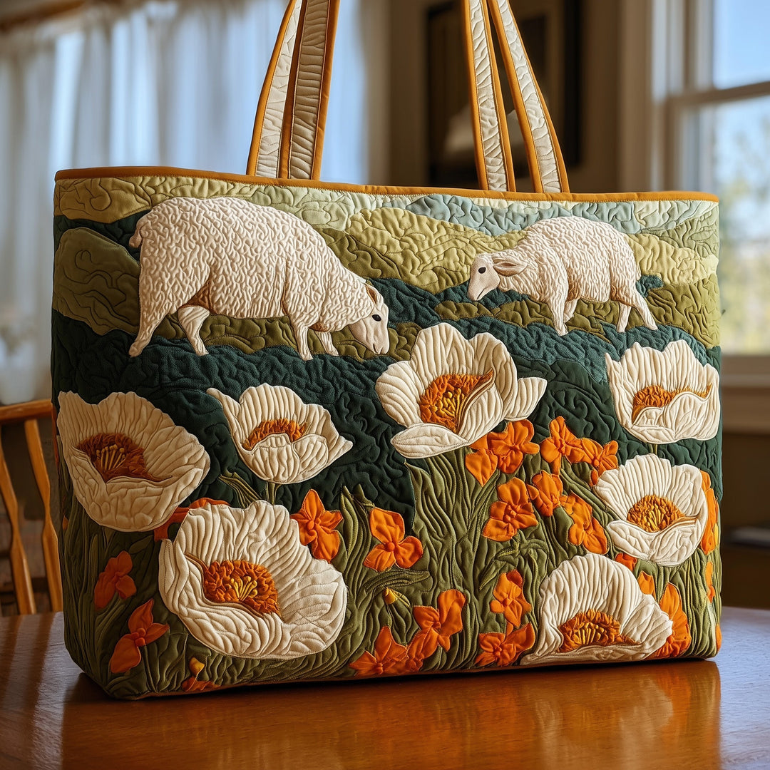 Τσάντα Tote με Κέντημα Sheep Heaven - Κωδικός GFTOHD8294