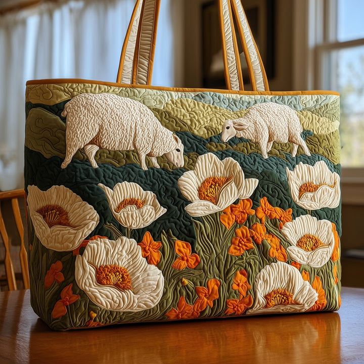 Τσάντα Tote με Κέντημα Sheep Heaven - Κωδικός GFTOHD8294
