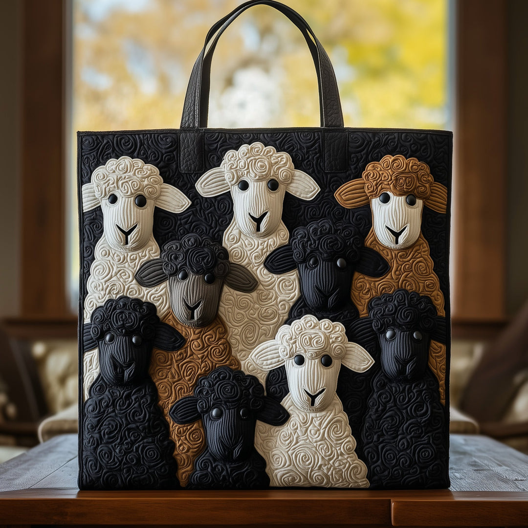 Τσάντα Tote με Κέντημα Sheep Heaven - Κωδικός GFTOHD8294