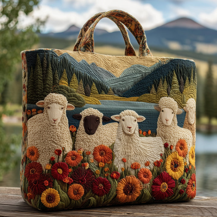 Τσάντα Tote με Κέντημα Sheep Heaven - Κωδικός GFTOHD8294
