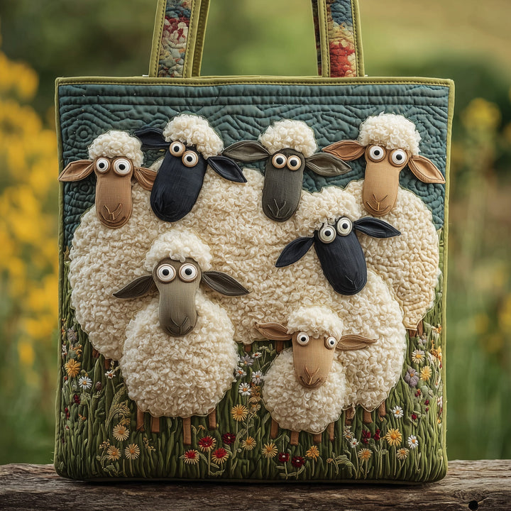 Τσάντα Tote με Κέντημα Sheep Heaven - Κωδικός GFTOHD8294