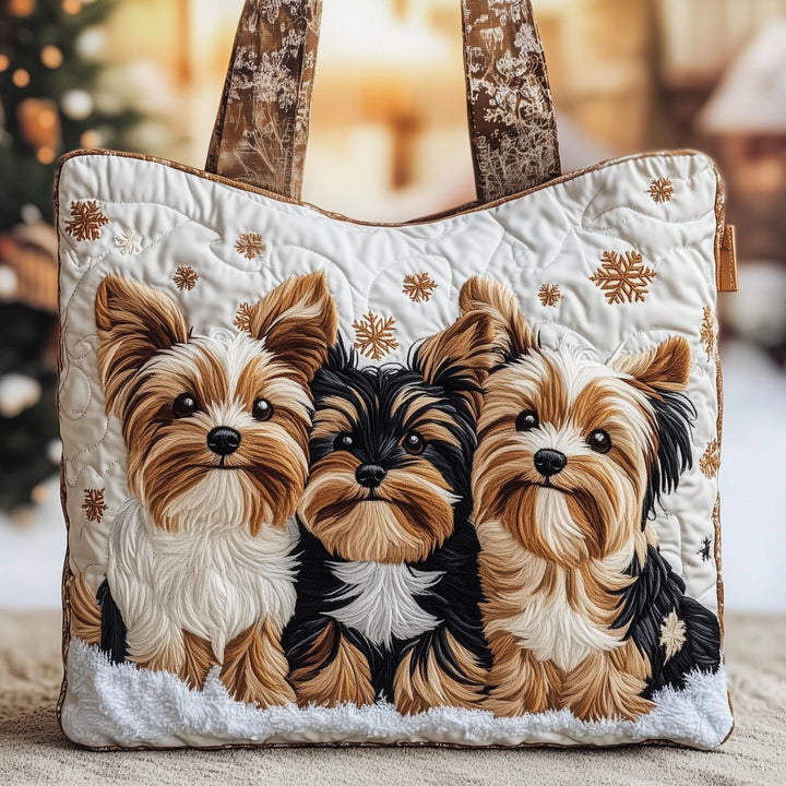 Γιορτινή Τσάντα Tote με Κέντημα Yorkies GFTONT4406