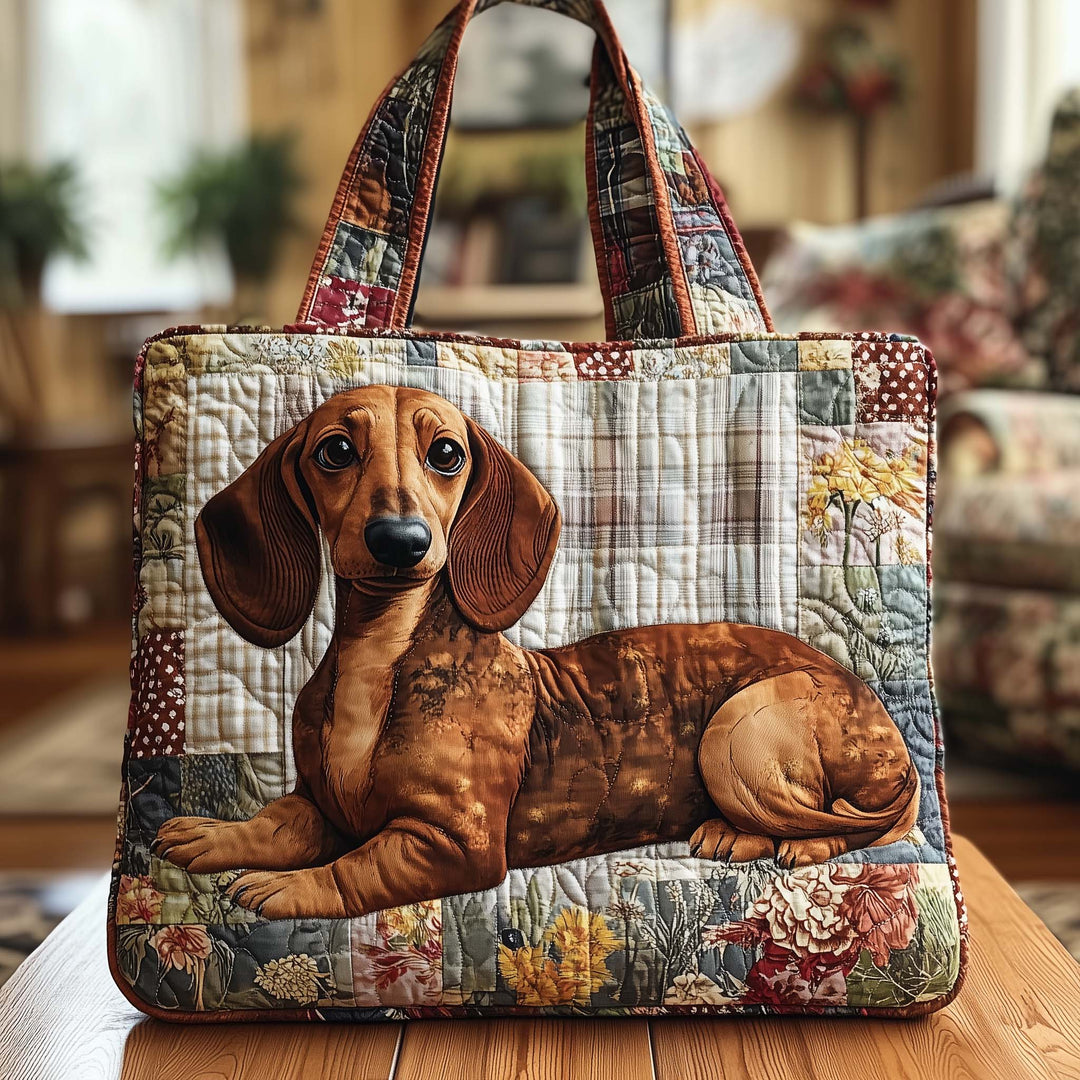 Καπιτονέ Τσάντα Tote με Σχέδιο Dachshund Φάρμα GFTOQA1175