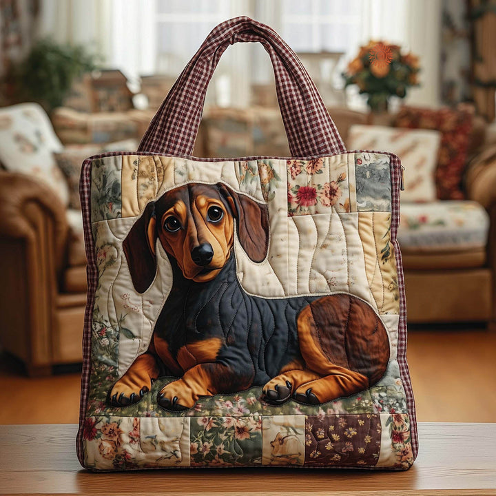 Τσάντα Tote με Κέντημα Dachshund Αγροικίας - Κωδικός GFTOQA1176