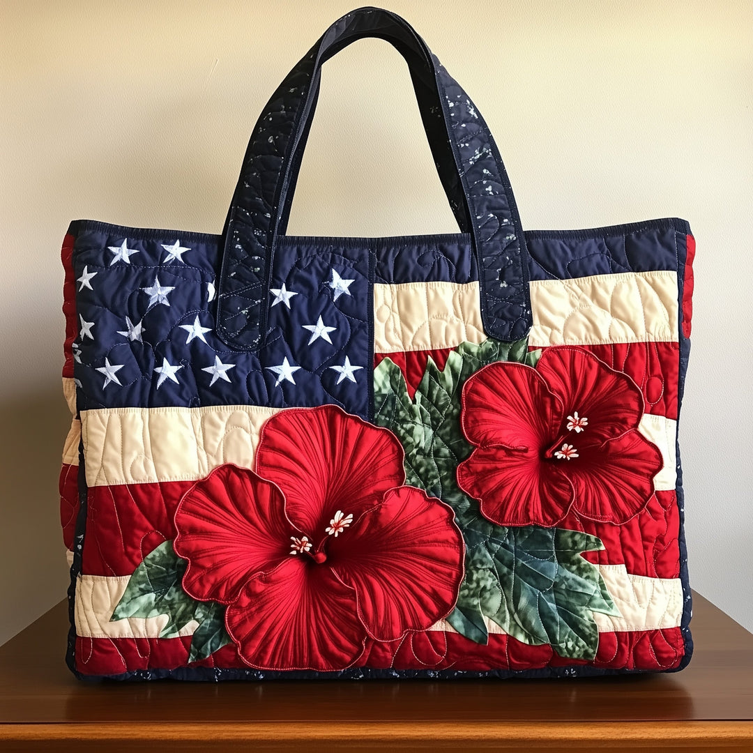 Τσάντα Tote Hibiscus Glory με Κέντημα - Κωδικός GFTOTL3781