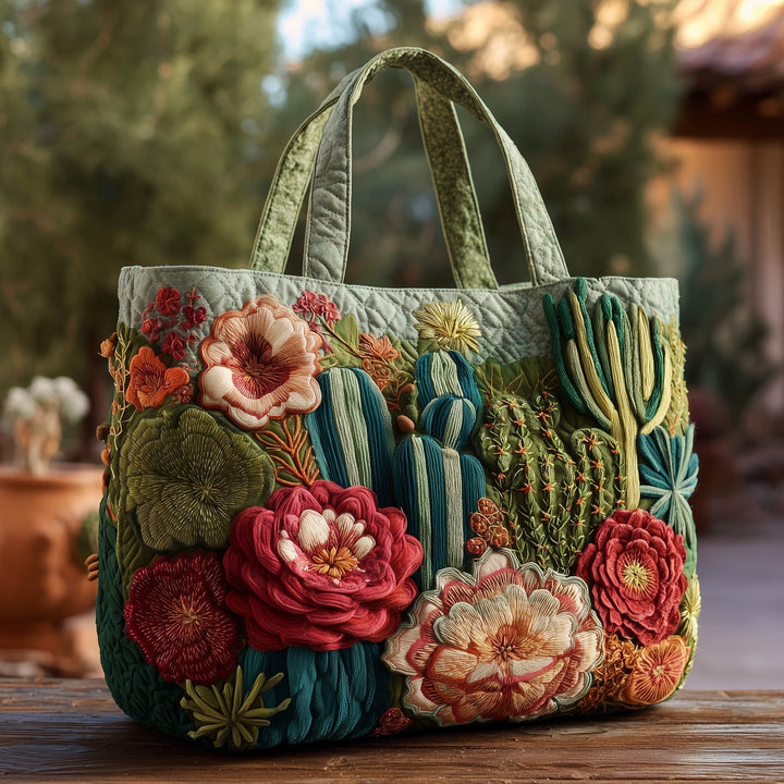 Τσάντα Tote με Κέντημα Cactus Haven - Κωδικός GFTOTP10385