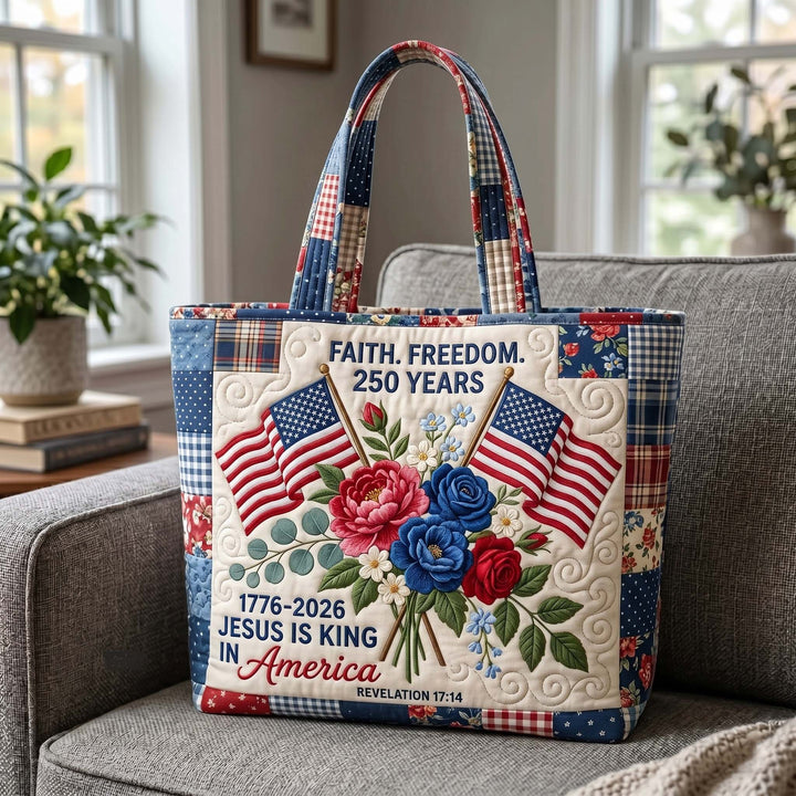 Τσάντα Tote με Κέντημα Faith Liberty - Κωδικός GFTOTP19466