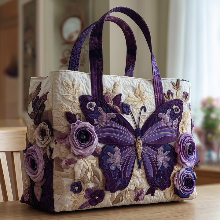 Τσάντα Tote με Μωβ Πεταλούδα και Κουβερτούρα GFTOTP9711