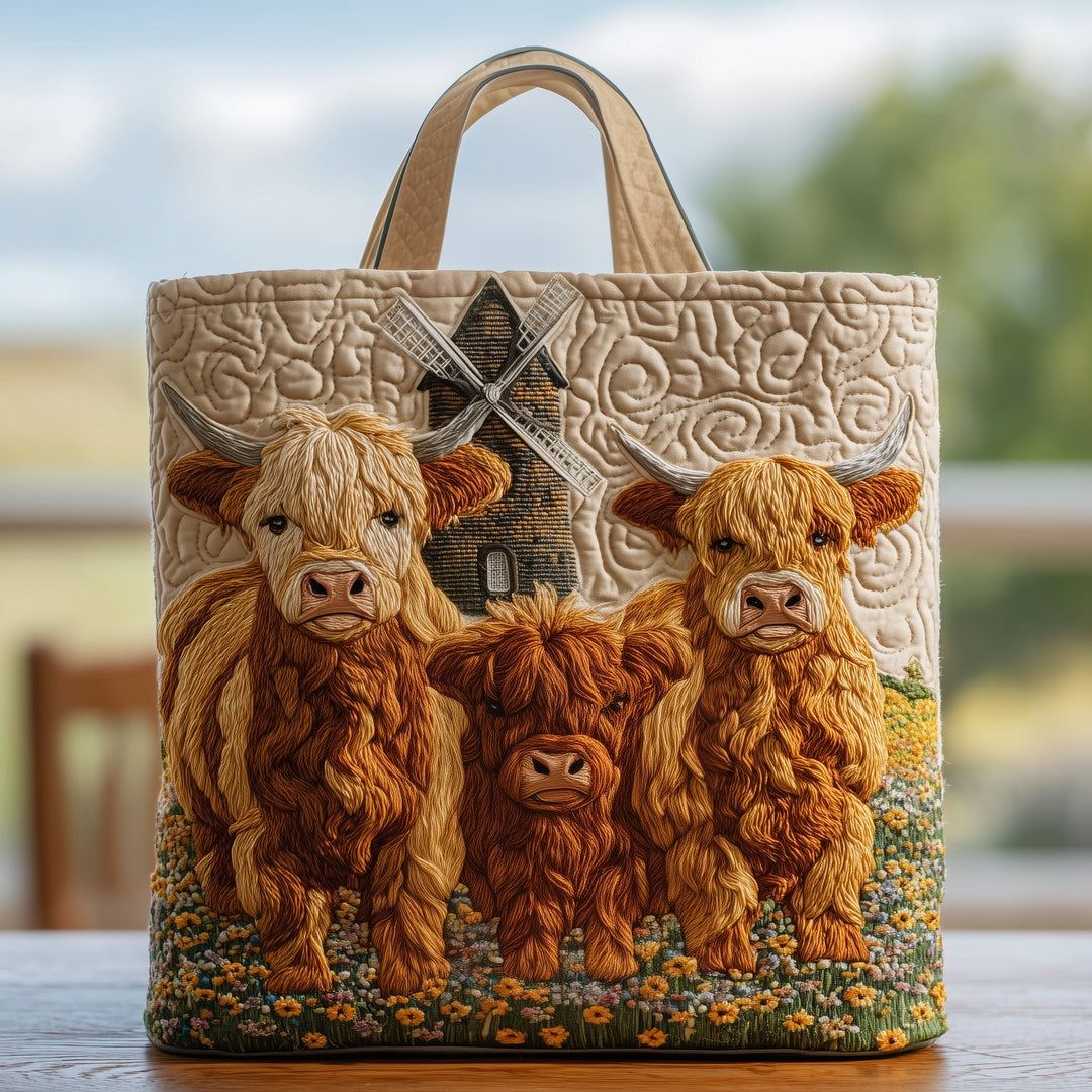 Χειροποίητη Τσάντα με Κέντημα Highland Cow Clan GFTOXM92