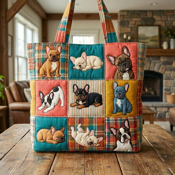 Quilted French Bulldog Tote Bag GFTOYC3043