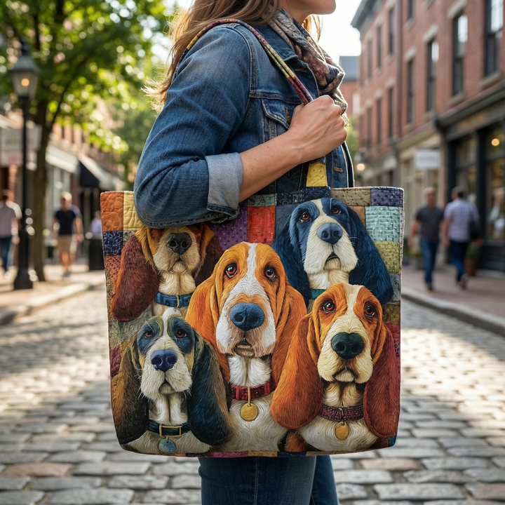 Τσάντα Tote Basset Hound με Κέντημα GFTONT6030
