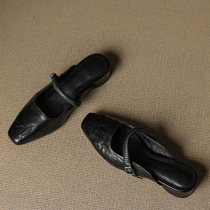 Elyne Αυθεντικά Δερμάτινα Mary Jane Mules