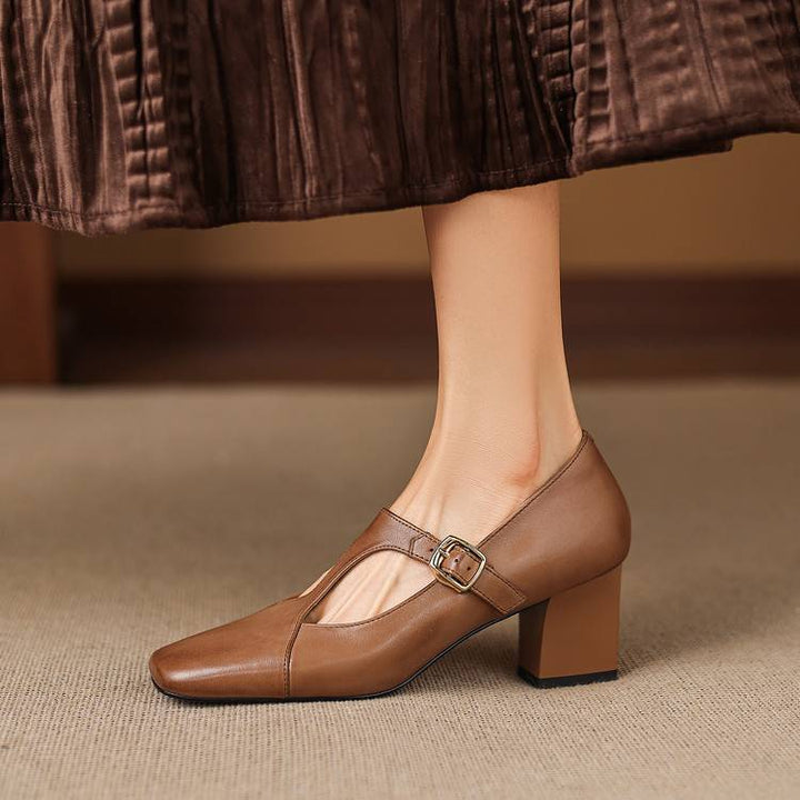 Βeyla Τετράγωνες Μύτες Γνήσιες Δερμάτινες Γόβες