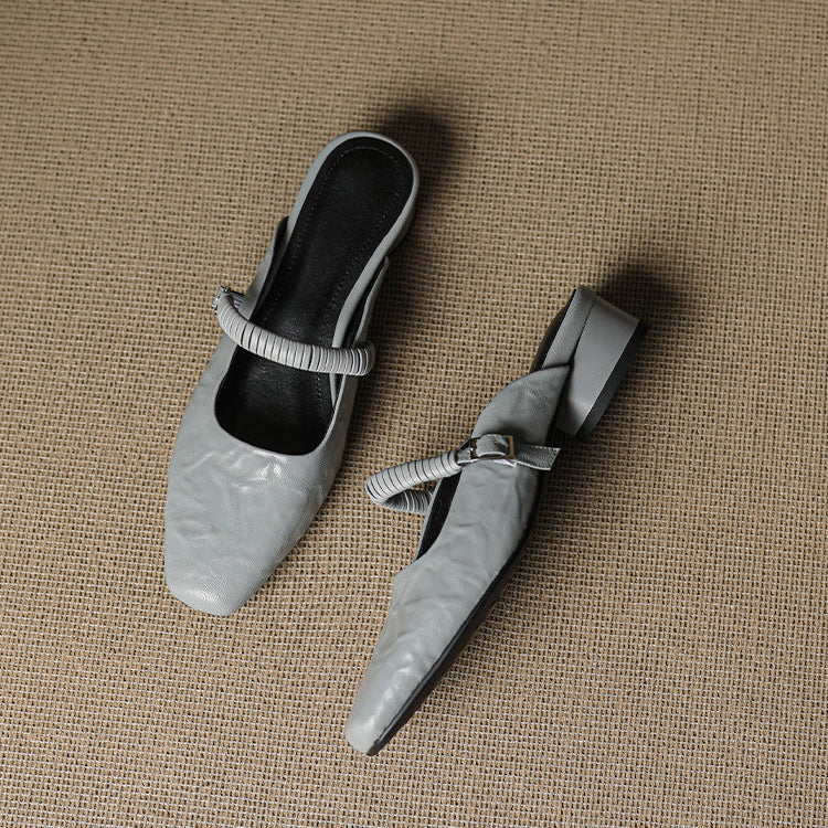 Elyne Αυθεντικά Δερμάτινα Mary Jane Mules