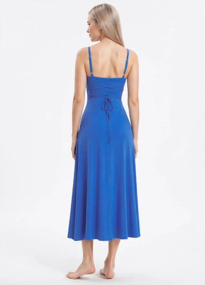 Ίβα | Midi φόρεμα με λεπτές ράντες