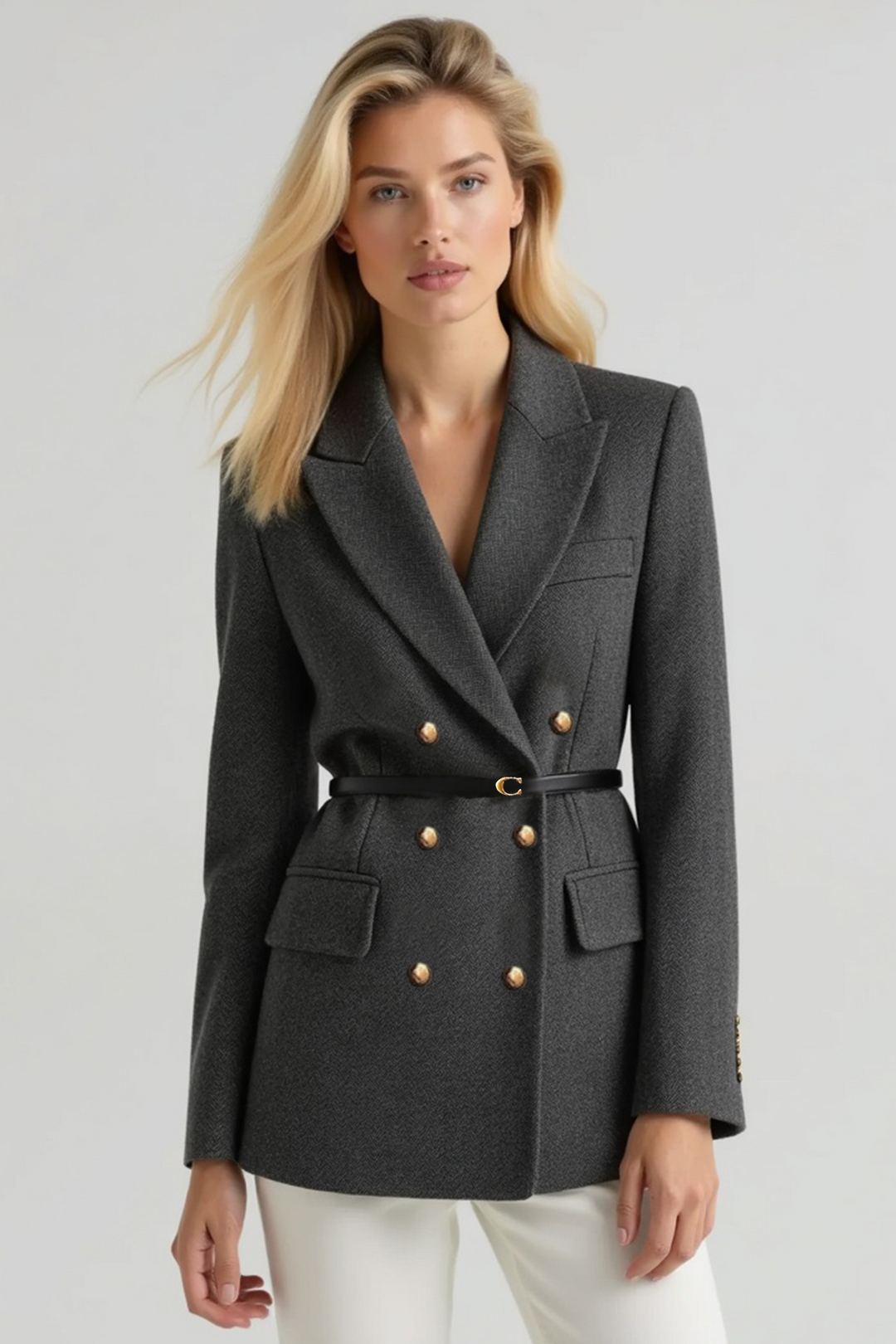 Διπλής σειράς παλτό από tweed με γιακά