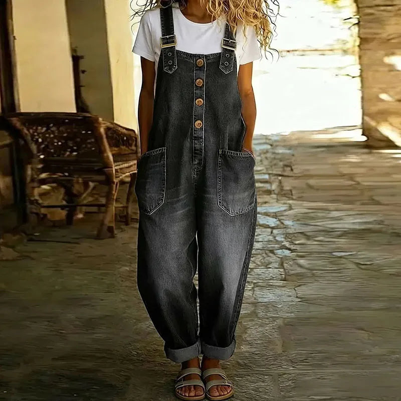 Ανα - Vintage Ολόσωμο Φόρεμα από Μαλακό Βαμβάκι με Denim Εμφάνιση