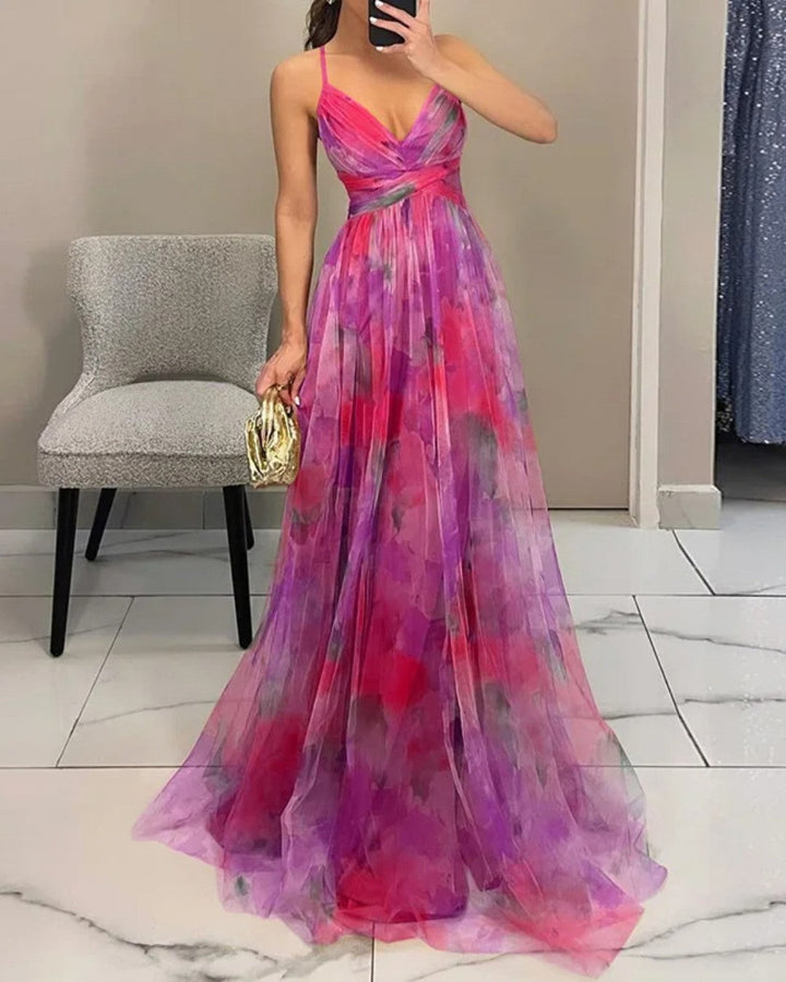 Αδελίνα | Maxi Φόρεμα σε Υδατογραφία Chiffon