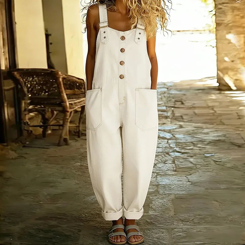 Ανα - Vintage Ολόσωμο Φόρεμα από Μαλακό Βαμβάκι με Denim Εμφάνιση