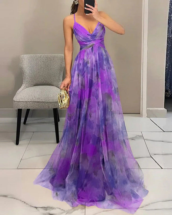 Αδελίνα | Maxi Φόρεμα σε Υδατογραφία Chiffon