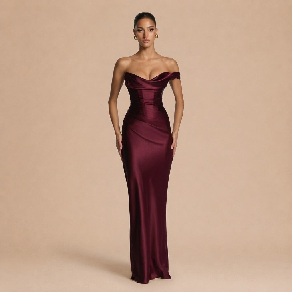 Φόρεμα Carolina™ - Ασύμμετρη Κομψότητα με Σατινέ Ροή