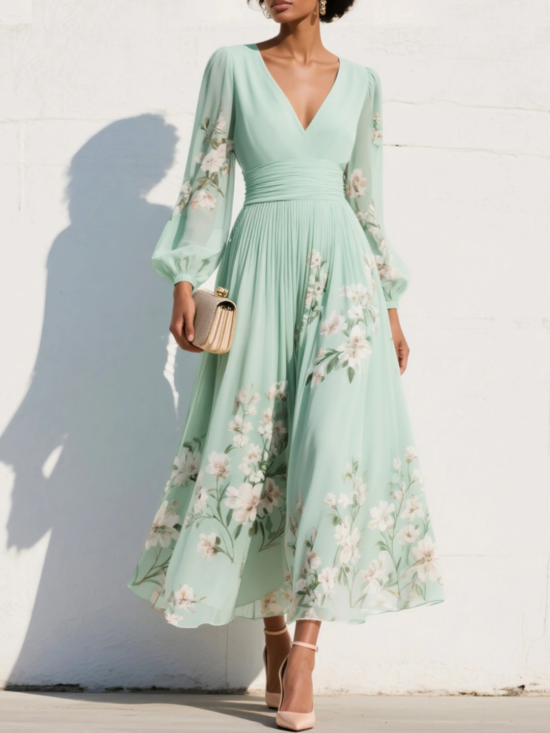 Denise | Midi Dress with Balloon Sleeves