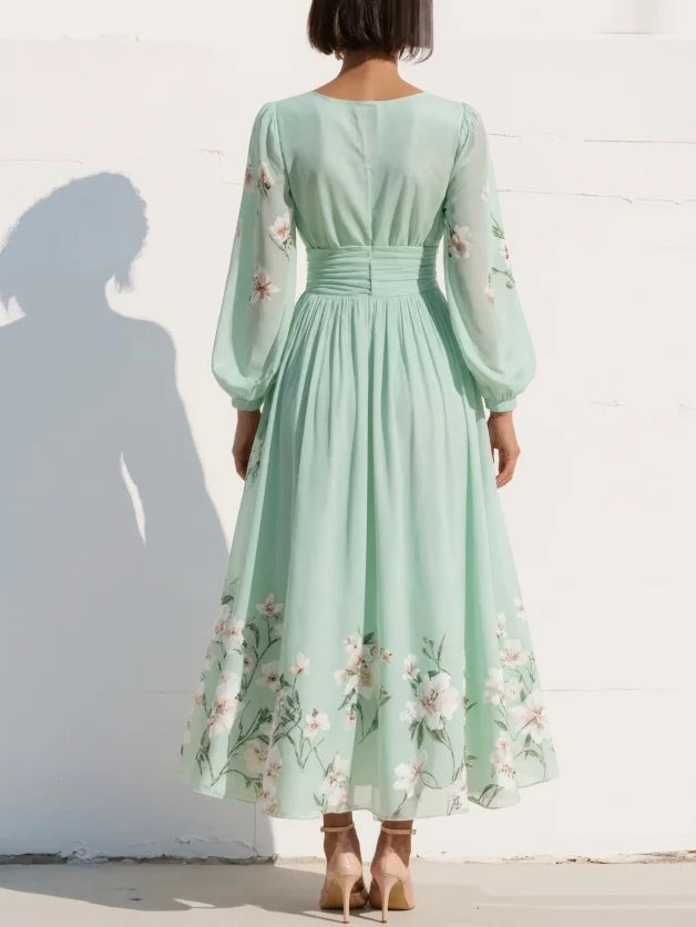 Denise | Midi Dress with Balloon Sleeves