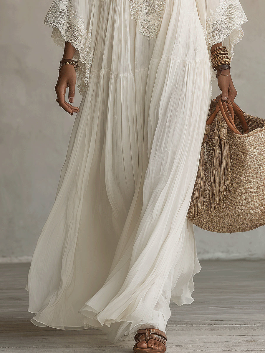 Teodóra | Maxi Dress with Bat Sleeves