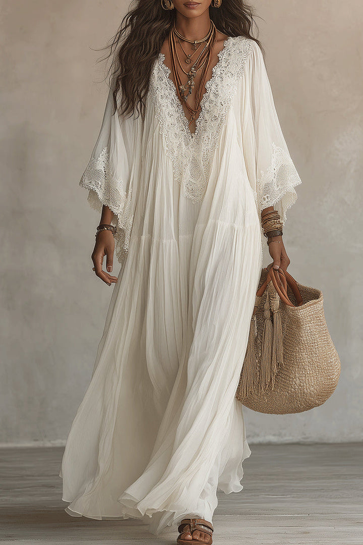 Teodóra | Maxi Dress with Bat Sleeves
