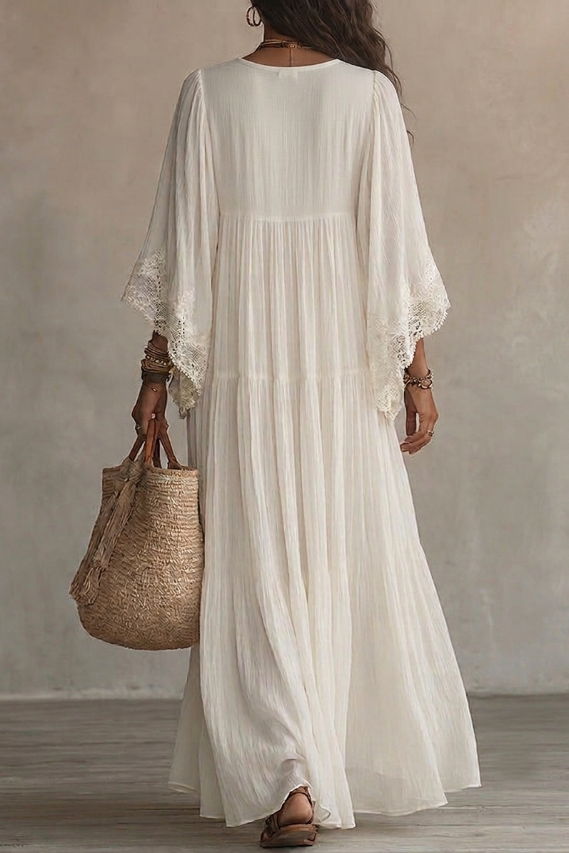 Teodóra | Maxi Dress with Bat Sleeves