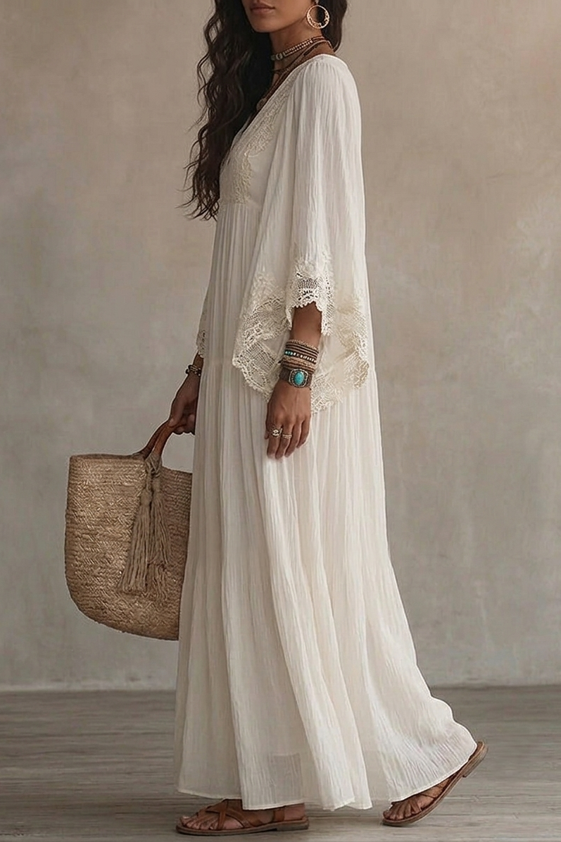 Teodóra | Maxi Dress with Bat Sleeves