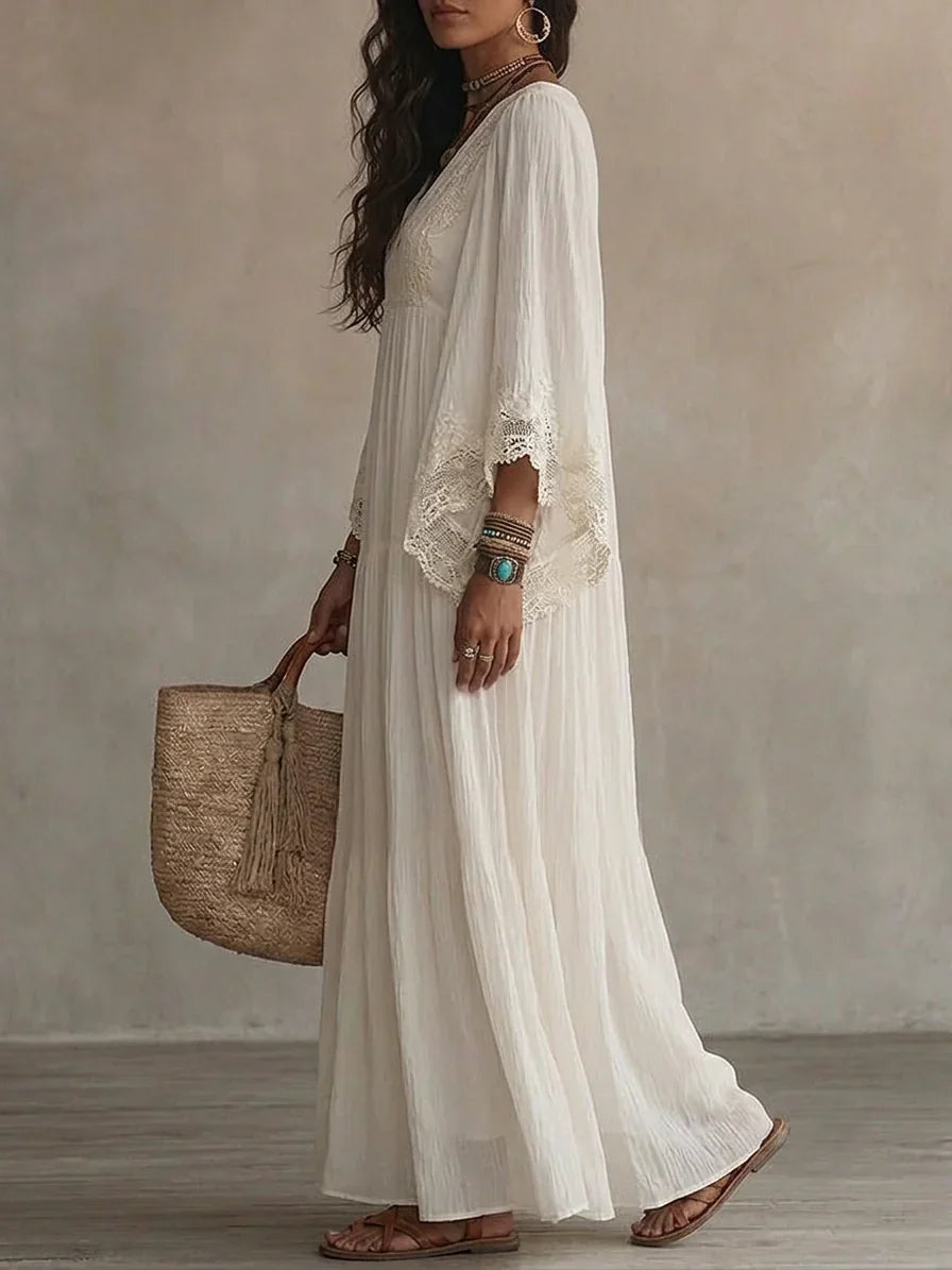 Teodóra | Maxi Dress with Bat Sleeves