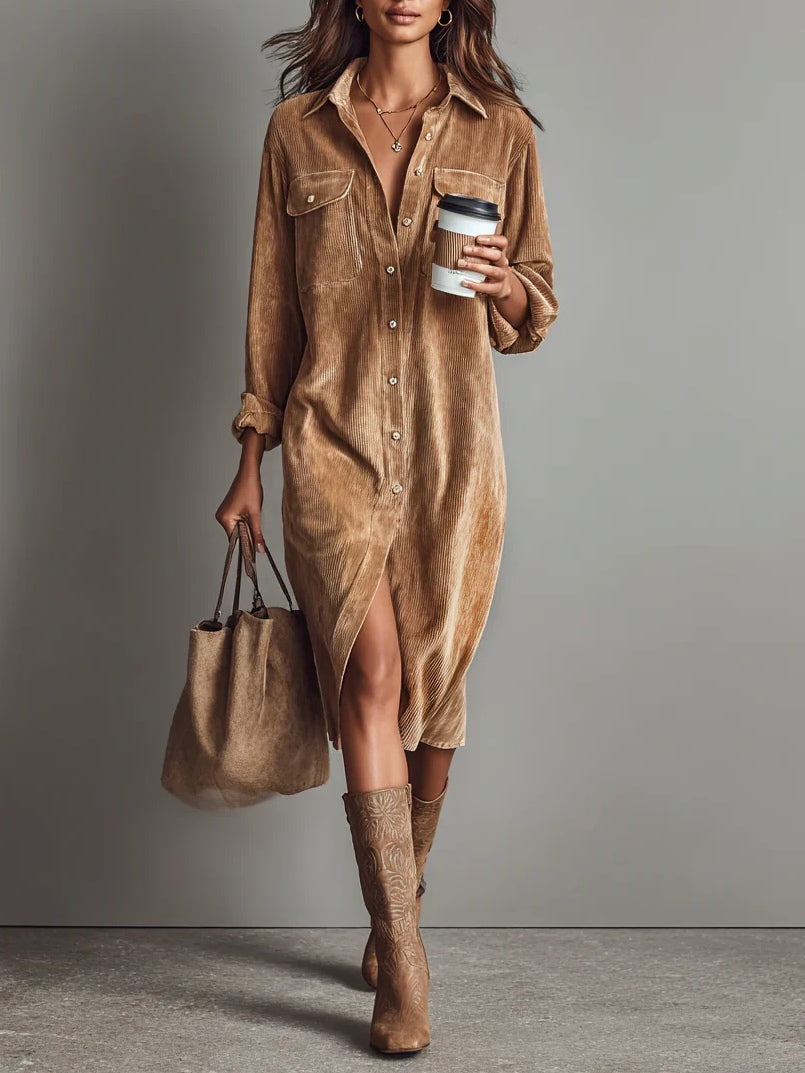 Drahomíla | Midi Dress with Button Detail and Chest Pockets