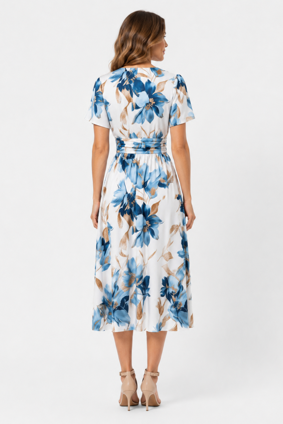 Zara | Floral Midi Dress with Tie and Sewn Belt