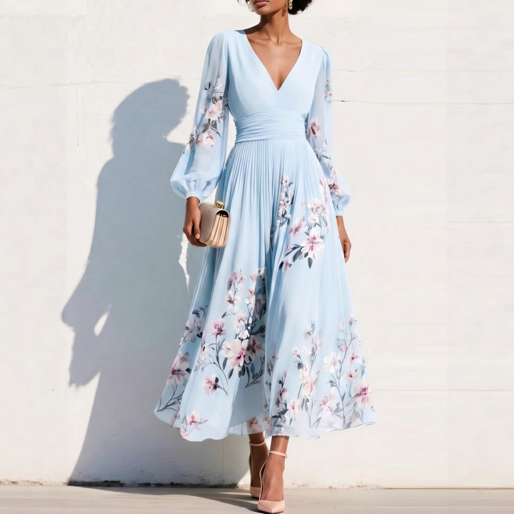 Denise | Midi Dress with Balloon Sleeves