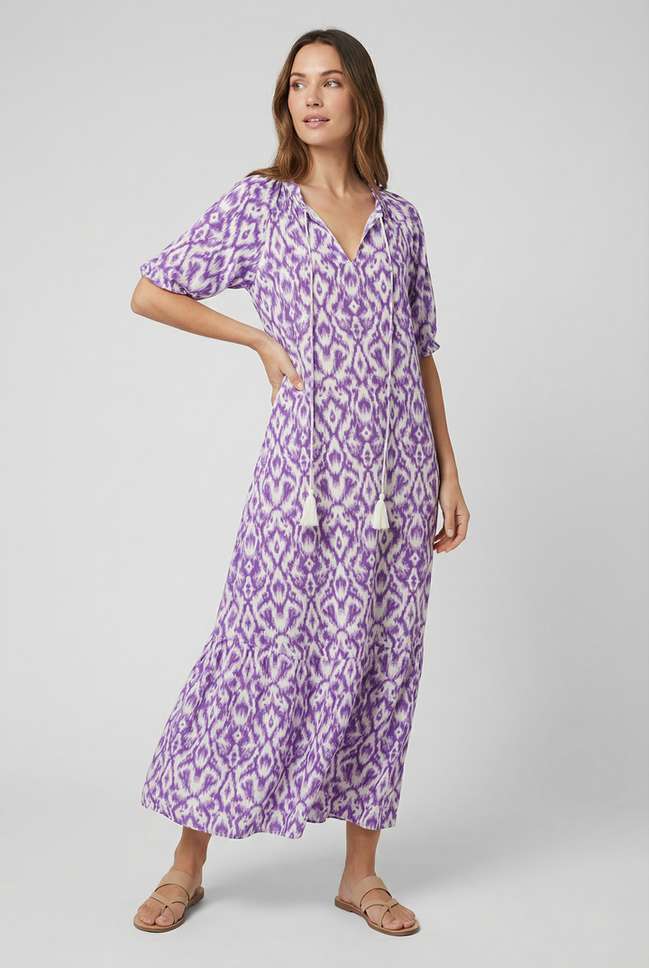 Denisa | Floral Maxi Dress with V-Neckline
