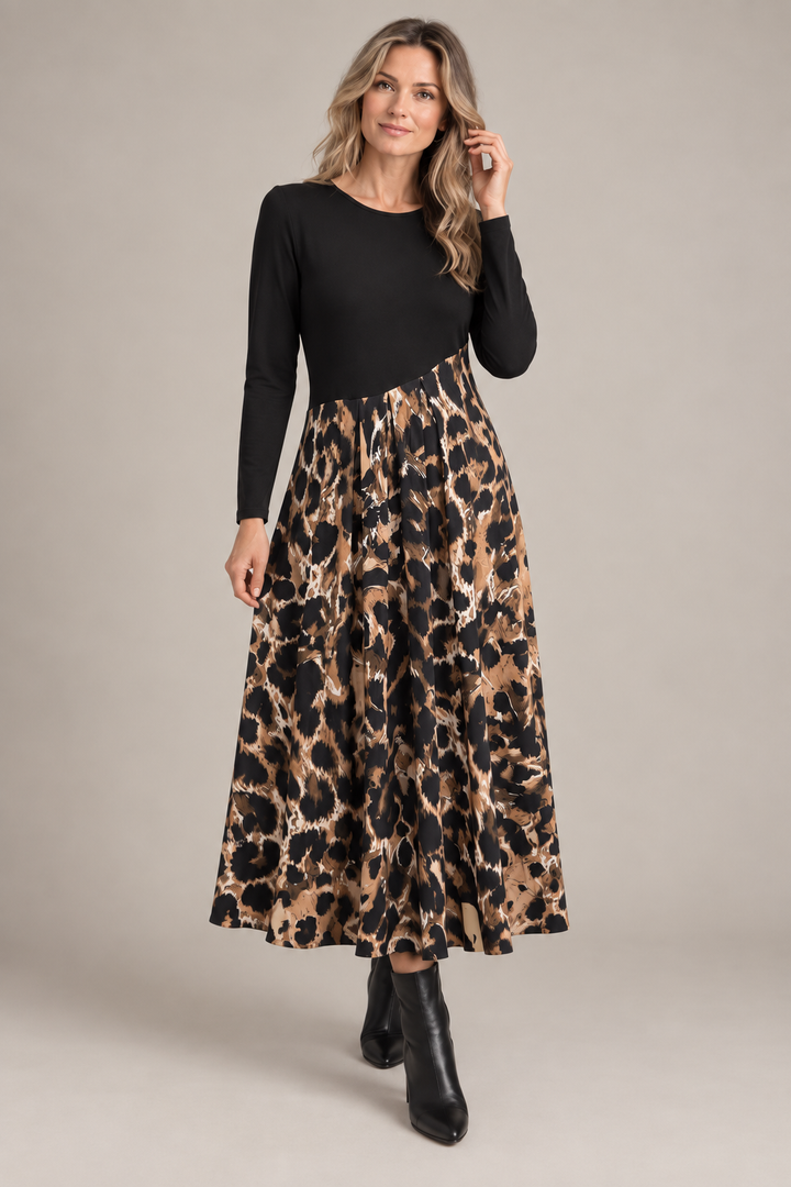 Leona | Midi Dress with Leopard Print