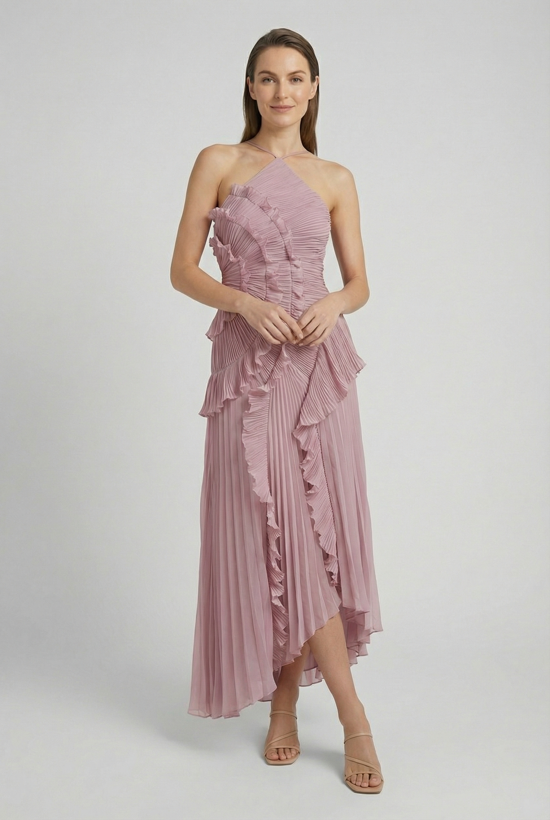 Bibiána | Asymmetrical Pleated Maxi Dress