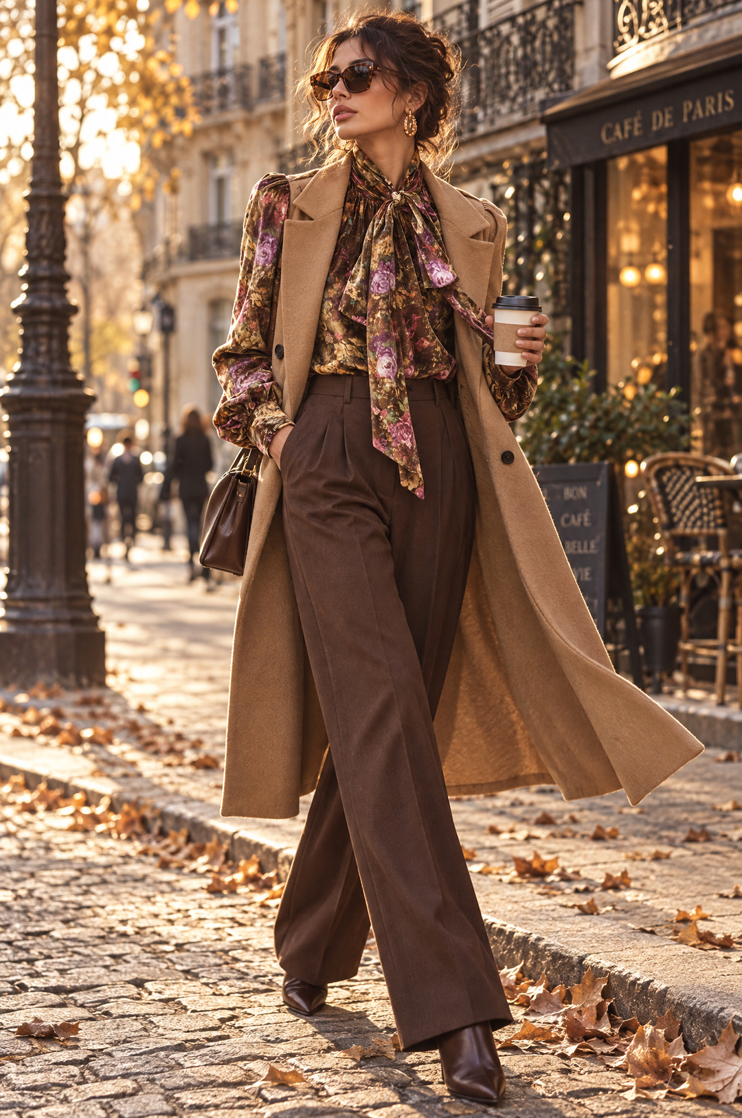Βελούδινη Μπλούζα με Floral Εκτύπωση και Κορδόνι στο Λαιμό - Ήσυχη Πολυτέλεια